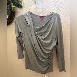 Vince Camuto Gray Drape Front Blouse NWT